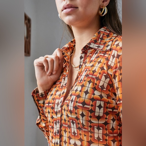 Urban Outfitters Sharon Button-up Mesh Shirt Dress - Picture 4 of 9